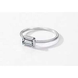 Emerald‎ Cut Cz Ring | Rhodium Sterling Silver